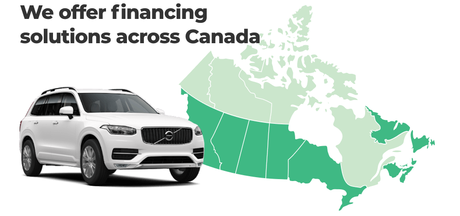Carte du Canada montrant les centres d’approbation de Car Loans Canada dans neuf provinces