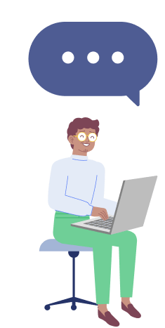 An illustration of a person at a laptop, working through a car loan application.